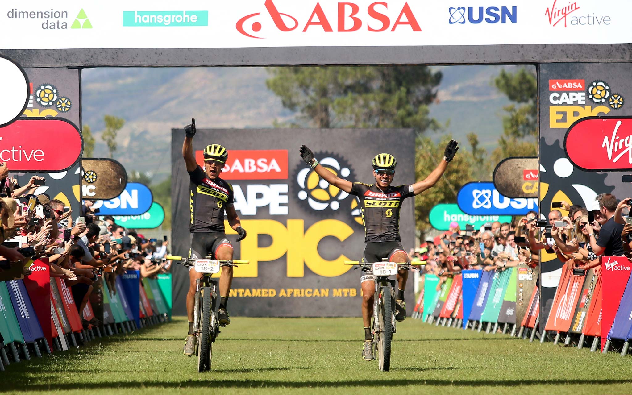 Andri Frischknecht & Michiel van der Heijden. Photo by Shaun Roy/Cape Epic/SPORTZPICS