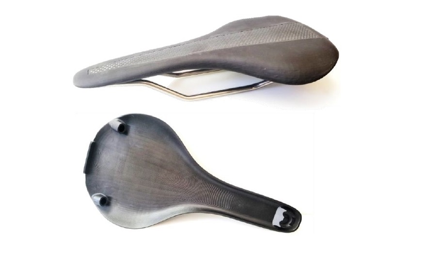 Het uiteindelijke resultaat. (Chen et al., 3D Printed Hybrid Composite Structures – Design and Optimization of a Bike Saddle, April 2020)